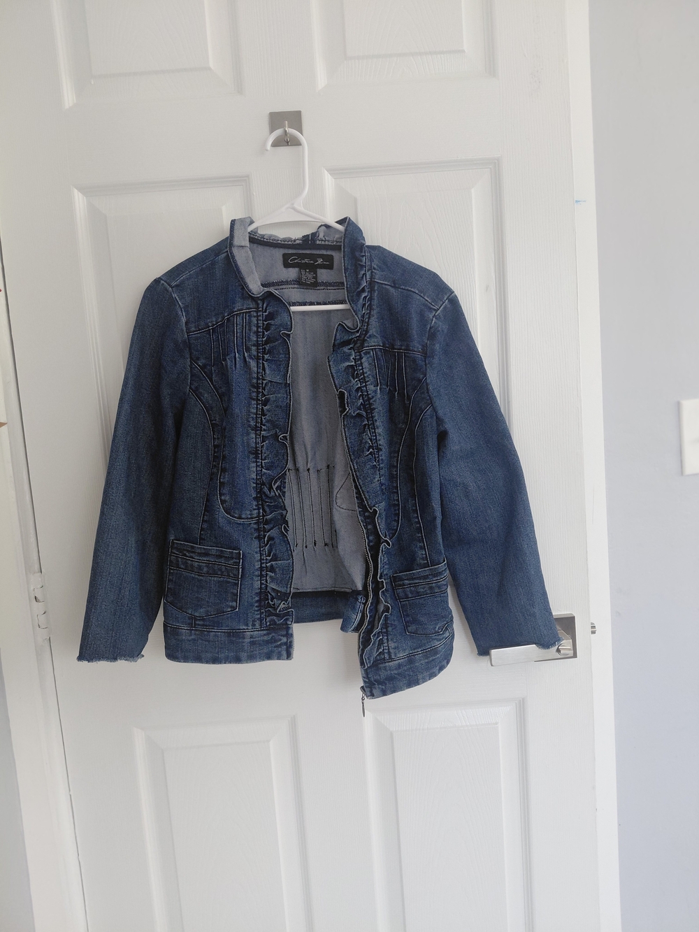Blue Denim Ruffle-Trim Jacket - Picture 3 of 3